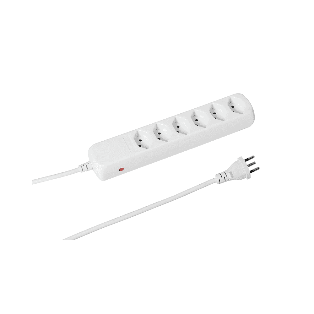 Steffen Steckdosenleiste POWER EASY, 6 x T13 Steckdosen, IP20, 1.5 m Kabel, mit Überstromschutz und Reset-Knopf
