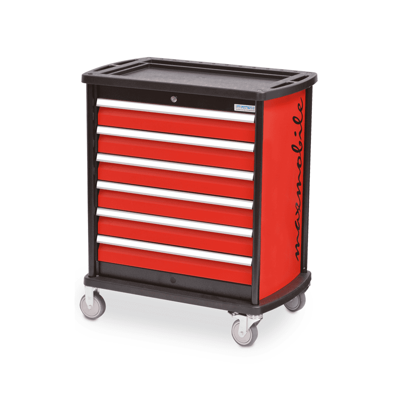 Bedrunka+Hirth Mobiler Werkstattwagen maxmobile 1, R 24-12, RAL 3020 mit 6 x 100 mm Schubladen