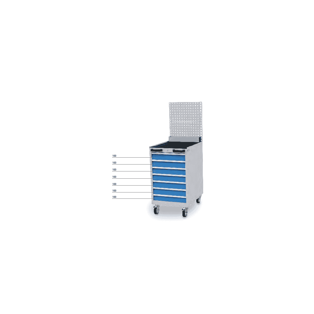 Bedrunka+Hirth Mobiler Schubladenschrank, R 18-24, 7 Schubladen, 555 x 736 x 990 mm