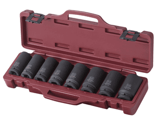 KRAFTWERK PRO LINE tiefer Schlagstecknuss-Satz 3/4" für Schlagschrauber, 8-teilig, CrMo-Stahl, 26–38 mm