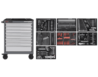 KRAFTWERK Werkstattwagen XL BT900 mit 7 Schubladen, PRO+HT, inkl. Werkzeug, 278-teilig