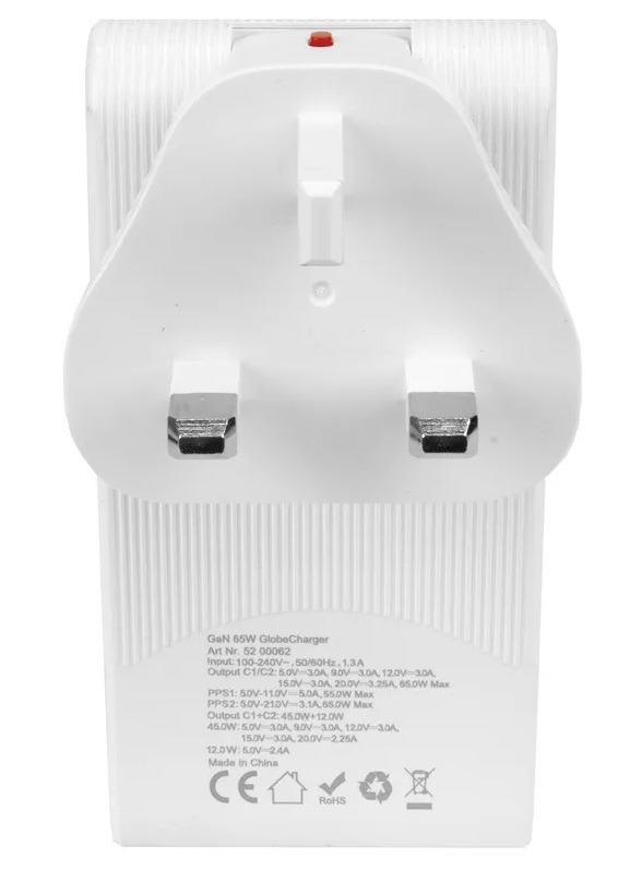 Steffen Adaptateur de voyage World avec 2 ports USB-C, PD 65 W, max. 5 A, blanc