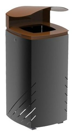 Poubelle MIELEK M en acier, 80 litres, couvercle rabattable verrouillable, L × P × H 410 × 410 × 920 mm