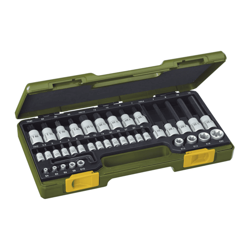 Proxxon Steckschlüsselsatz Innensechskant + Torx 1/2" + 1/4", 42-teilig