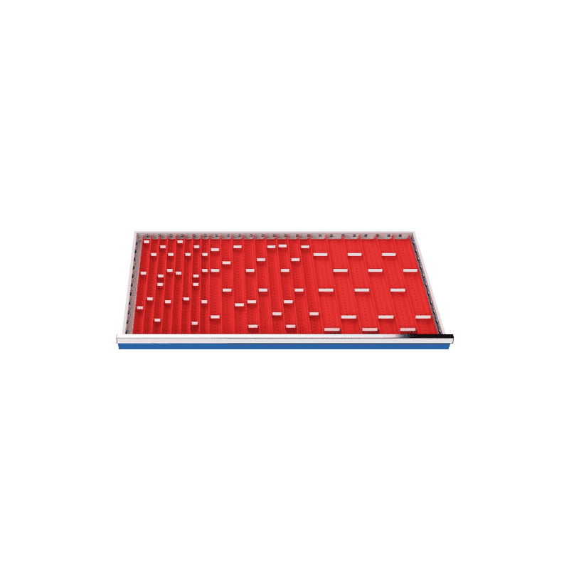 Jeu de plateaux à bacs 91 pièces, R 48-24, dimensions utiles des tiroirs 1200 x 600 mm, hauteur de façade 75 mm