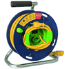 Steffen Kunststoff-Gerätekabelrolle LOOP, 1 + 1 x T13, Td 3×1 mm², Thermoschutz, IP20, blau/grün, Kabellänge 40 m