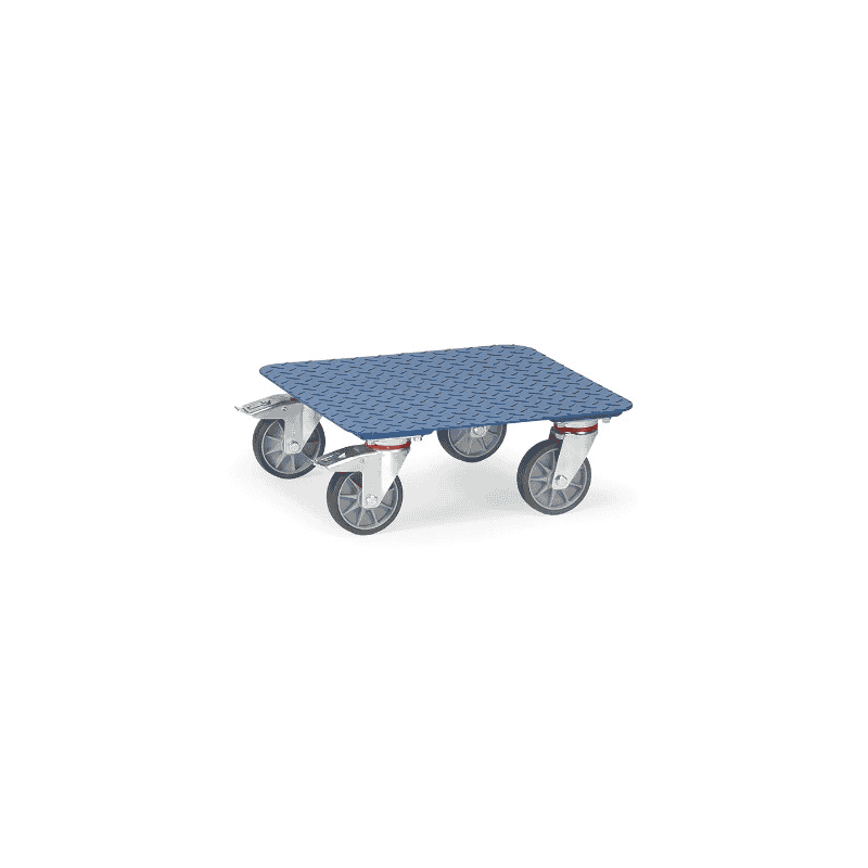 Fetra Kisten-Transportroller, blau, mit Tränenblech-Plattform, 500 x 500 x 185 mm