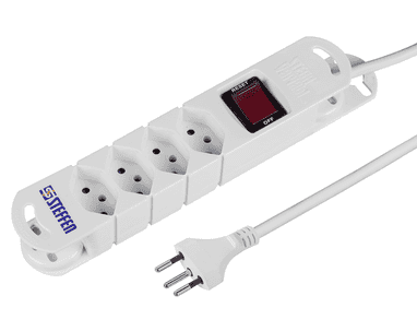 Steffen Steckdosenleiste VARIABL, 4 x T13, mit Schalter und Haftmagnete, 3 m Kabel, weiss