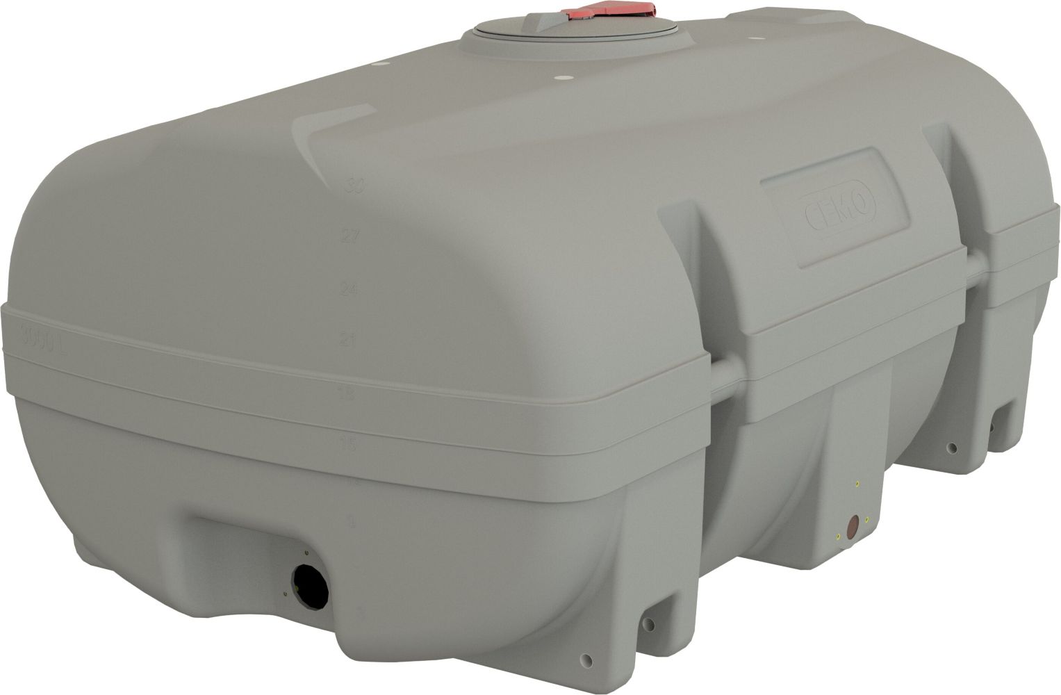 CEMO Fût en PE de forme valise, gris, de 600 à 3000 litres, sans cloison anti-ballottement