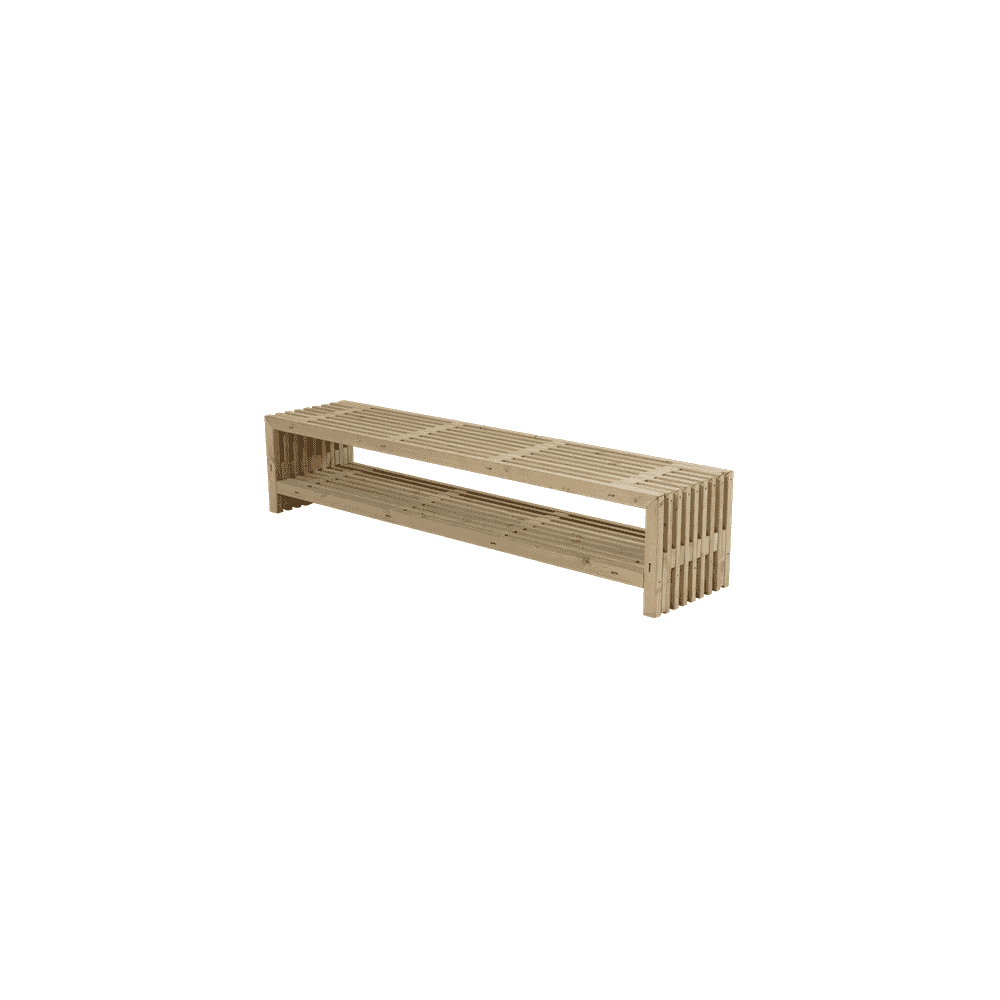 Banc rustique, deux couleurs, deux longueurs, avec ou sans étagère