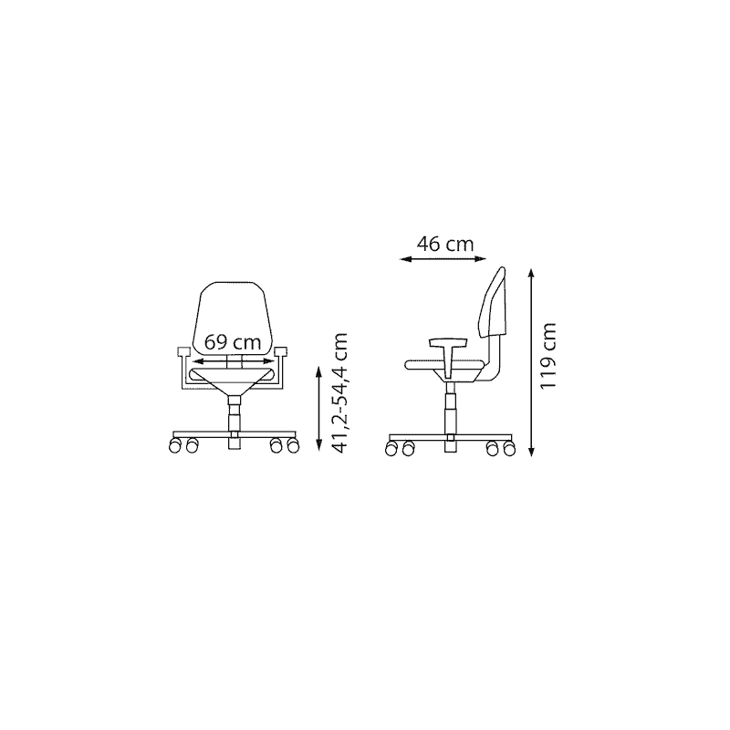 Chaise de bureau ECCON 7172, dossier haut en maille, mécanisme synchrone, noir