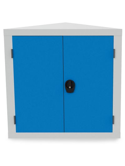 Bedrunka+Hirth Eckschrank, RAL 7035 / RAL 5012, BxTxH 1050 x 736 x 1019 mm