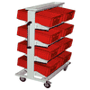 Bedrunka+Hirth Multi-Wagen, 4 x neigbarer Fachboden inkl. Euro-Lagerkästen, 990 x 610 x 1450 mm
