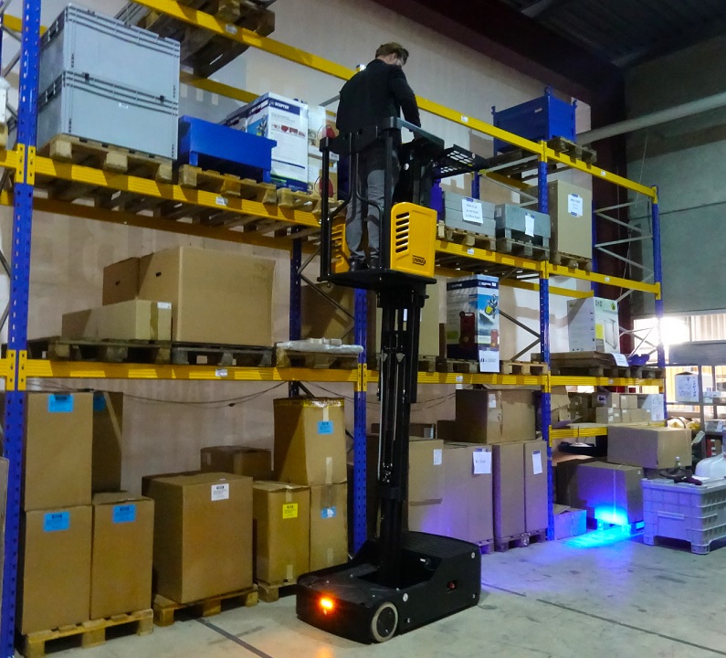 Nacelle élévatrice mobile de personnel JX0, préparateur de commandes pour petites pièces jusqu'à 3000 mm de hauteur de levage