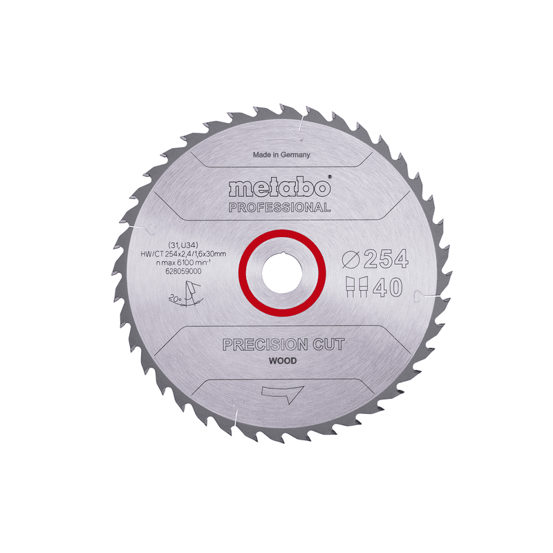 Metabo Kreissägeblatt "Precision Cut Wood - Professional" 254 x 30 mm, Z40, WZ, 20°