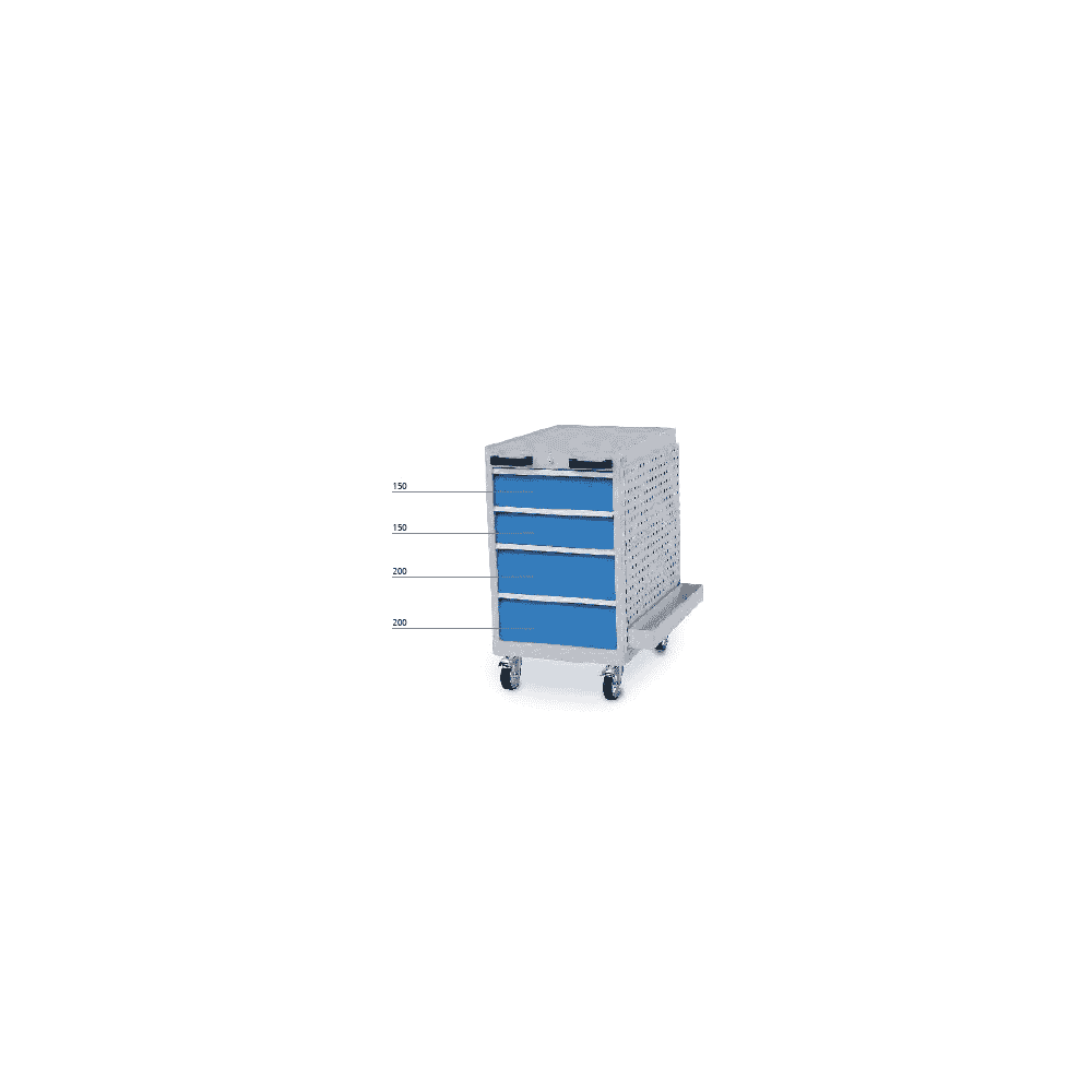 Bedrunka+Hirth Mobiler Schubladenschrank, R 18-24, 4 Schubladen, 555 x 736 x 990 mm