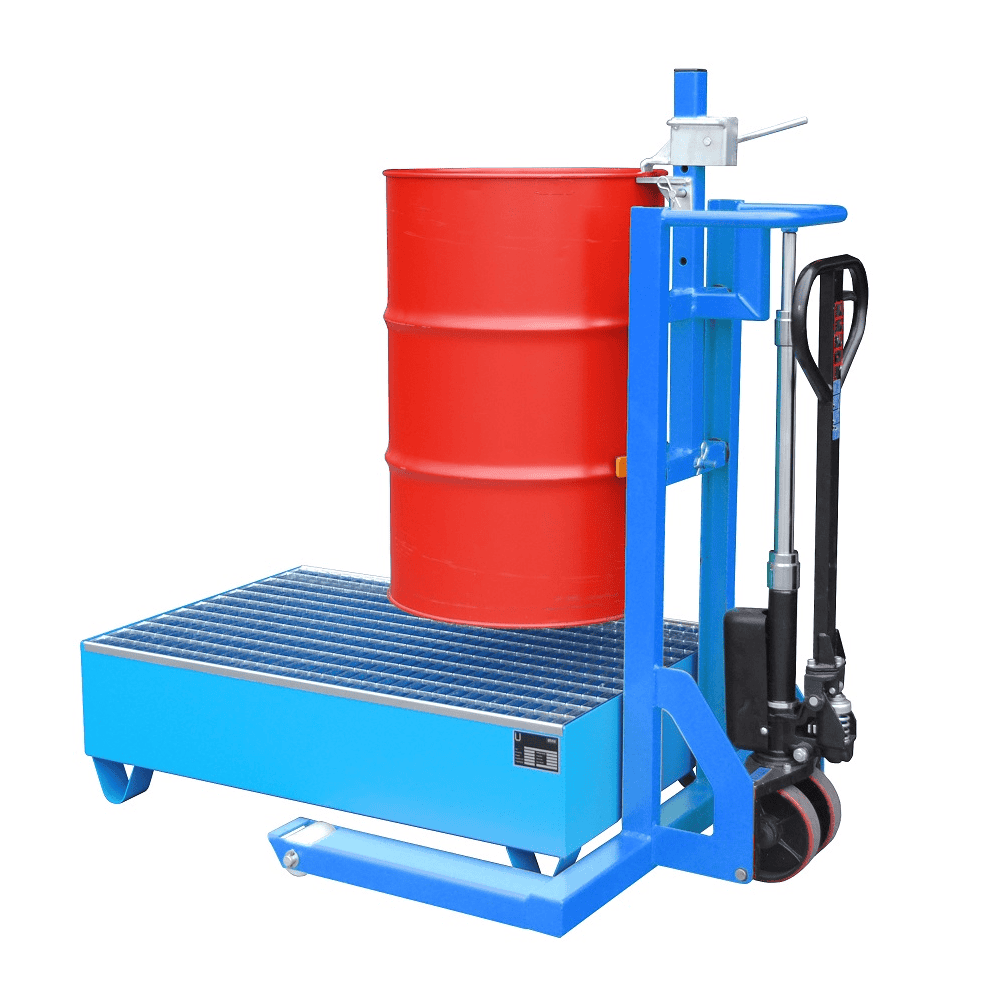 Fassheberoller für 110 l bis 220 l - Typ FHR 600 G | mit Zugdeichsel und Rollen | Hubhöhe 600 mm | Tragkraft 300 kg