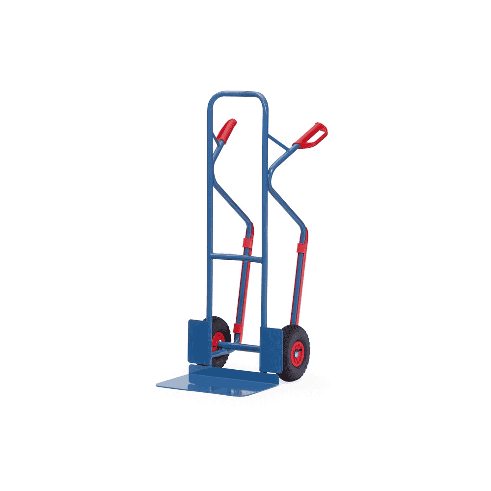 Fetra Diable en tube d'acier, hauteur 1300 mm, patins en plastique, bavette extra large
