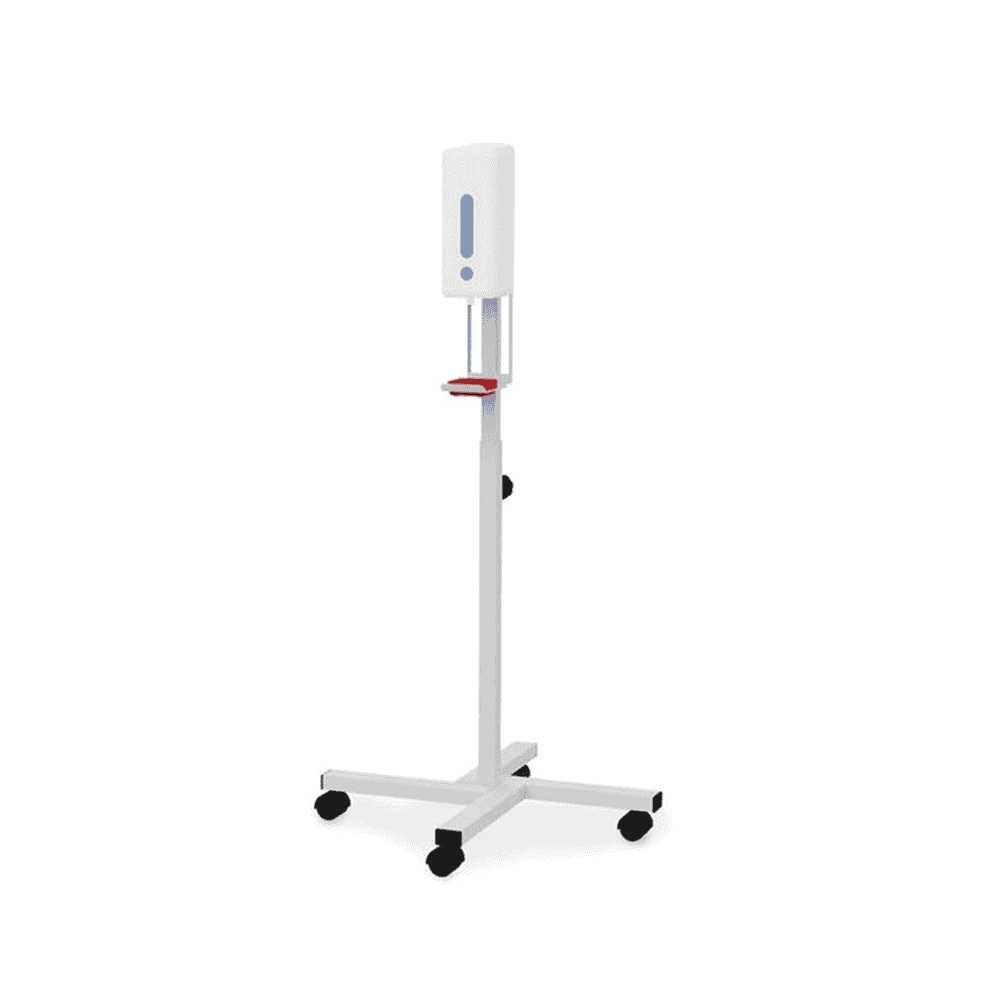 Bedrunka+Hirth Desinfektionsmittelständer-Easy drive, weiss, 655 x 655 x 1410 mm