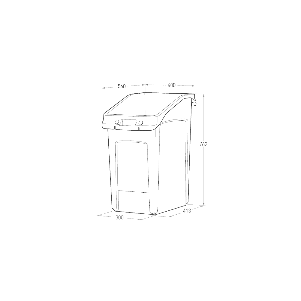 Poubelle Slim Jim sous le comptoir, gris, capacité 87 litres, 560 x 400 x 762 mm