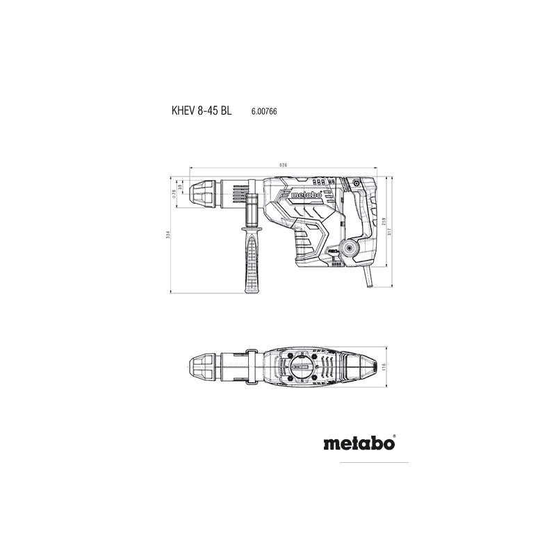 Metabo Kombihammer KHEV 8-45 BL, 1500 Watt, im Koffer