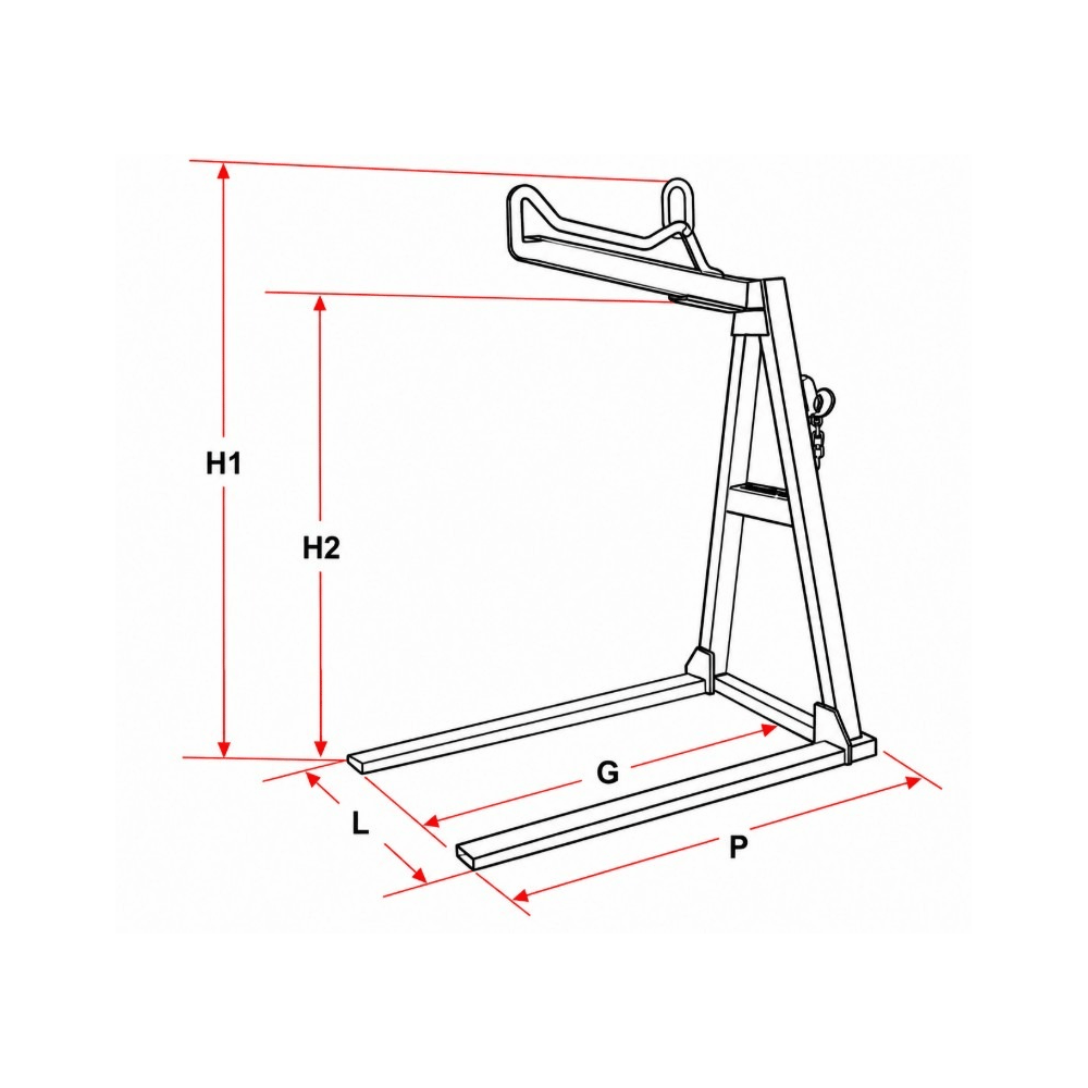 Fourche de grue Special avec équilibrage manuel de la charge, capacité de charge 600–800 kg, acier peint