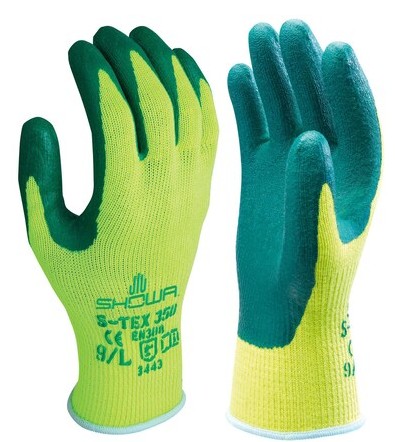 Gants de protection anti-coupures Showa S-Tex 350, type EN388 3X43D, jaune/vert
