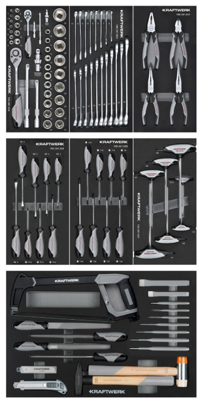 KRAFTWERK BT LINE Chariot d'atelier BT700s, 7 tiroirs, 113 pièces, outils inclus