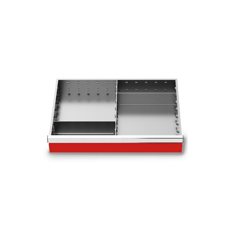 Metalleinteilung 3-teilig, R 24-16, Schubladennutzmass 600 x 400 mm, in 4 Blendenhöhen