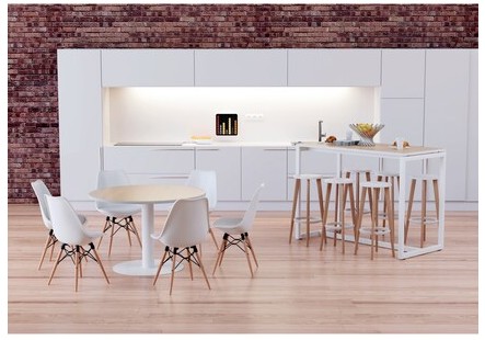 Tabouret de bar Paperflow Meet, bois, blanc, lot de 2 pièces