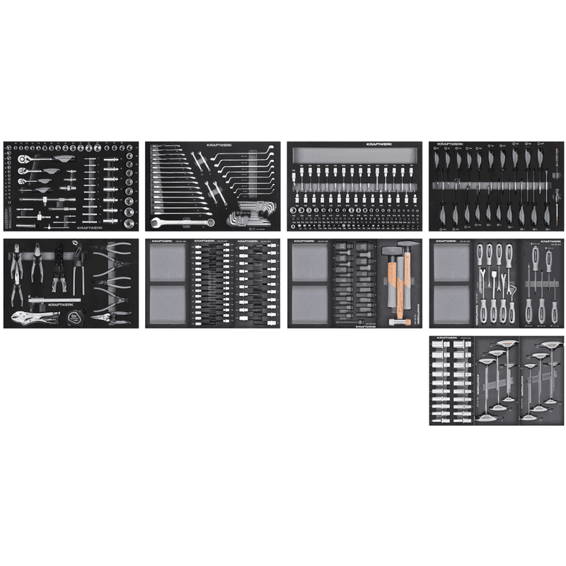 KRAFTWERK BT LINE Werkstattwagen BT1800, bestückt, inkl. Werkzeug, 395-teilig