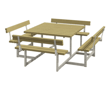 Picnic meuble de jardin combiné, divers coloris, avec dosseret, 2240 x 2240 x 760 / 450 mm