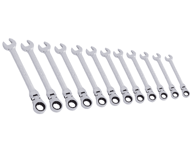KRAFTWERK CLICKRAFT Flex Ratschen-Ring-Maulschlüsselsatz 12-teilig, flexible Ringschwenkung, 72-Zahn-Ratsche