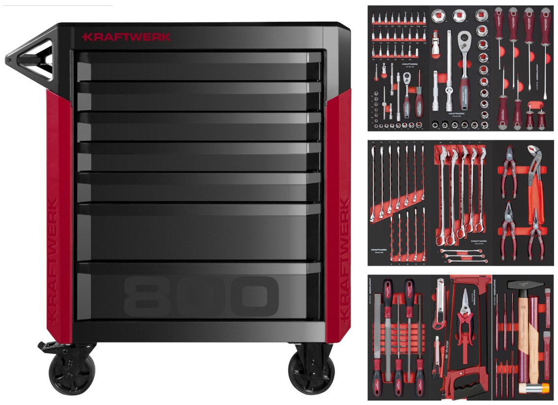 KRAFTWERK PRO LINE Werkstattwagen PT800 7 Schubladen 143-teilig, BxTxH 800 x 479 x 1000 mm
