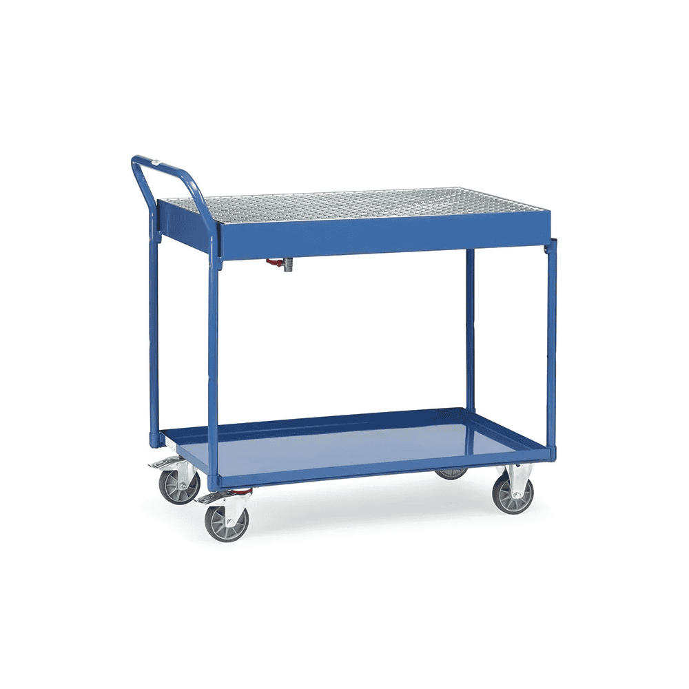 Tischwagen mit 2 öldichten Wannen und Gitterrost, Tragkraft 300 kg, 1000 x 600 mm