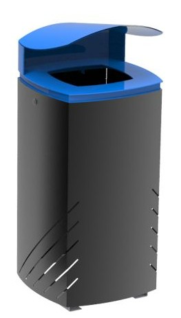 Poubelle MIELEK M en acier, 80 litres, couvercle rabattable verrouillable, L × P × H 410 × 410 × 920 mm