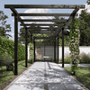 PLUS Pergola double avec clôture Tokyo, noir RAL 9005, modèle 3, L x P x H 6 640 x 2 380 x 2 170 mm