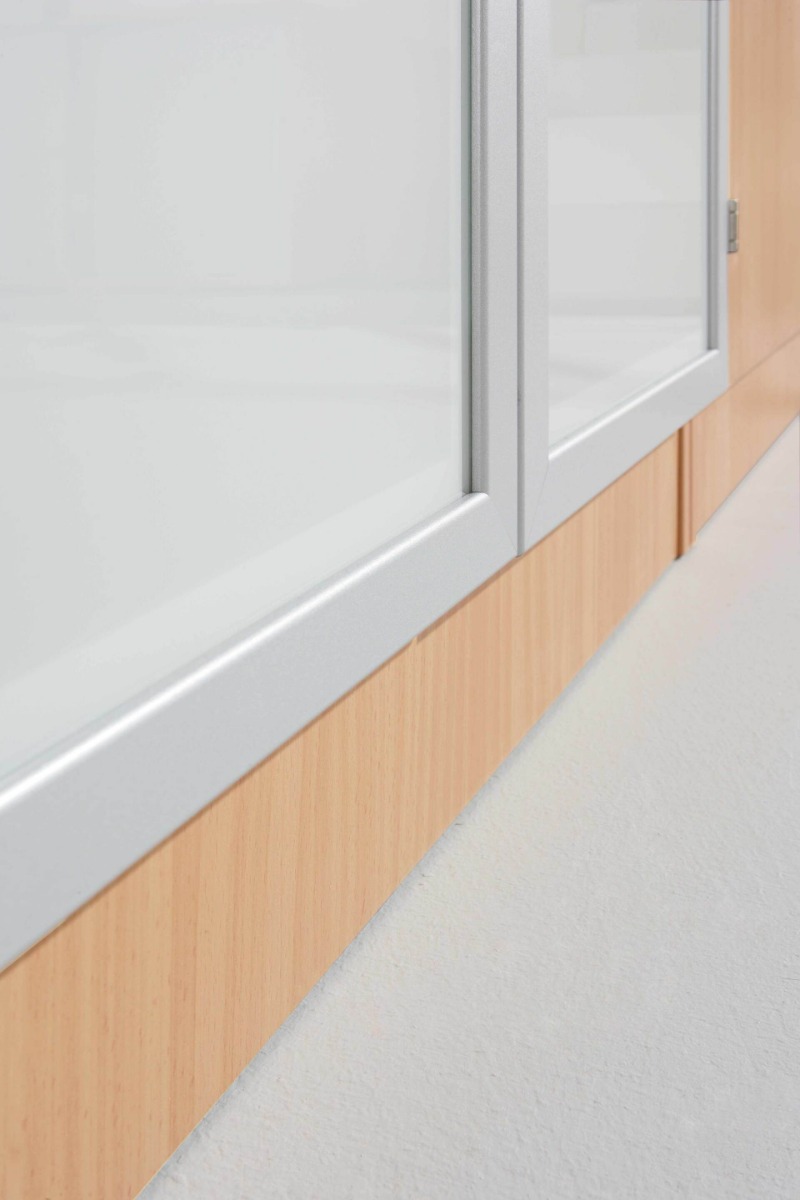 Aktenschrank Rhone mit Milchglastüren, 800 x 420 x 2004 mm, Rahmen silber, in diversen Farben