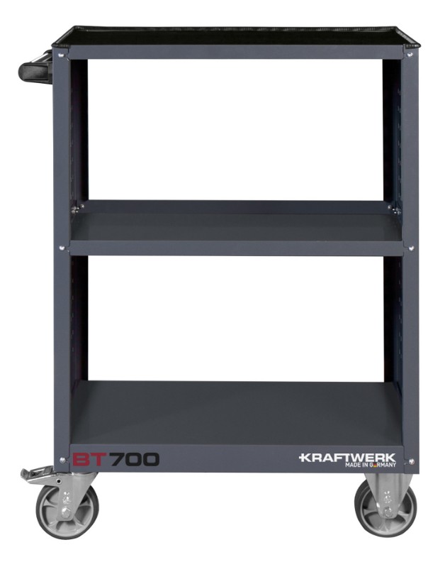 KRAFTWERK Service Wagen BT700 mit Gummimatte, leer, LxBxH 474 x 719 x 1000 mm