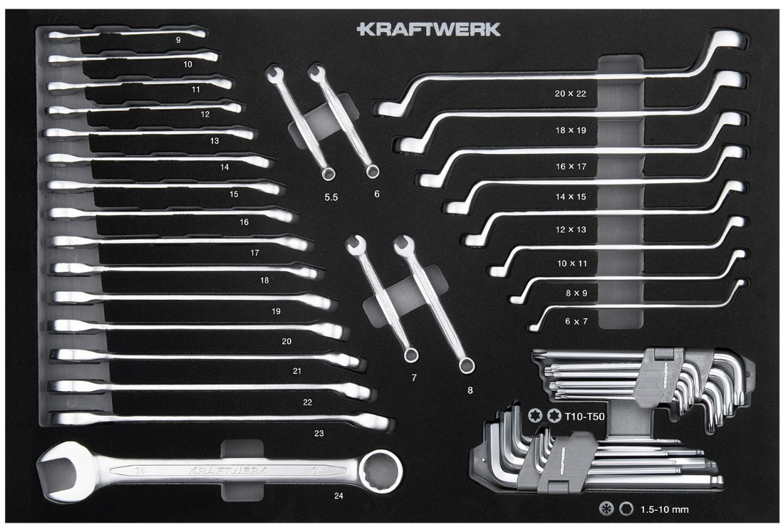 KRAFTWERK Werkstattwagen XL BT900 mit 7 Schubladen, PRO+HT, inkl. Werkzeug, 278-teilig