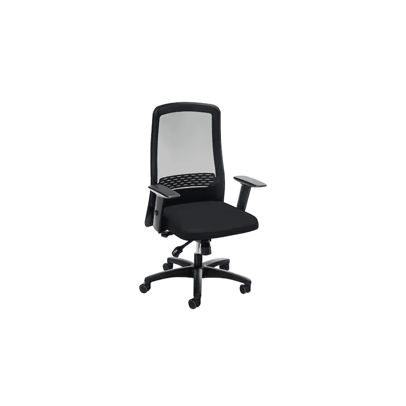 Chaise de bureau ECCON 7172, dossier haut en maille, mécanisme synchrone, noir