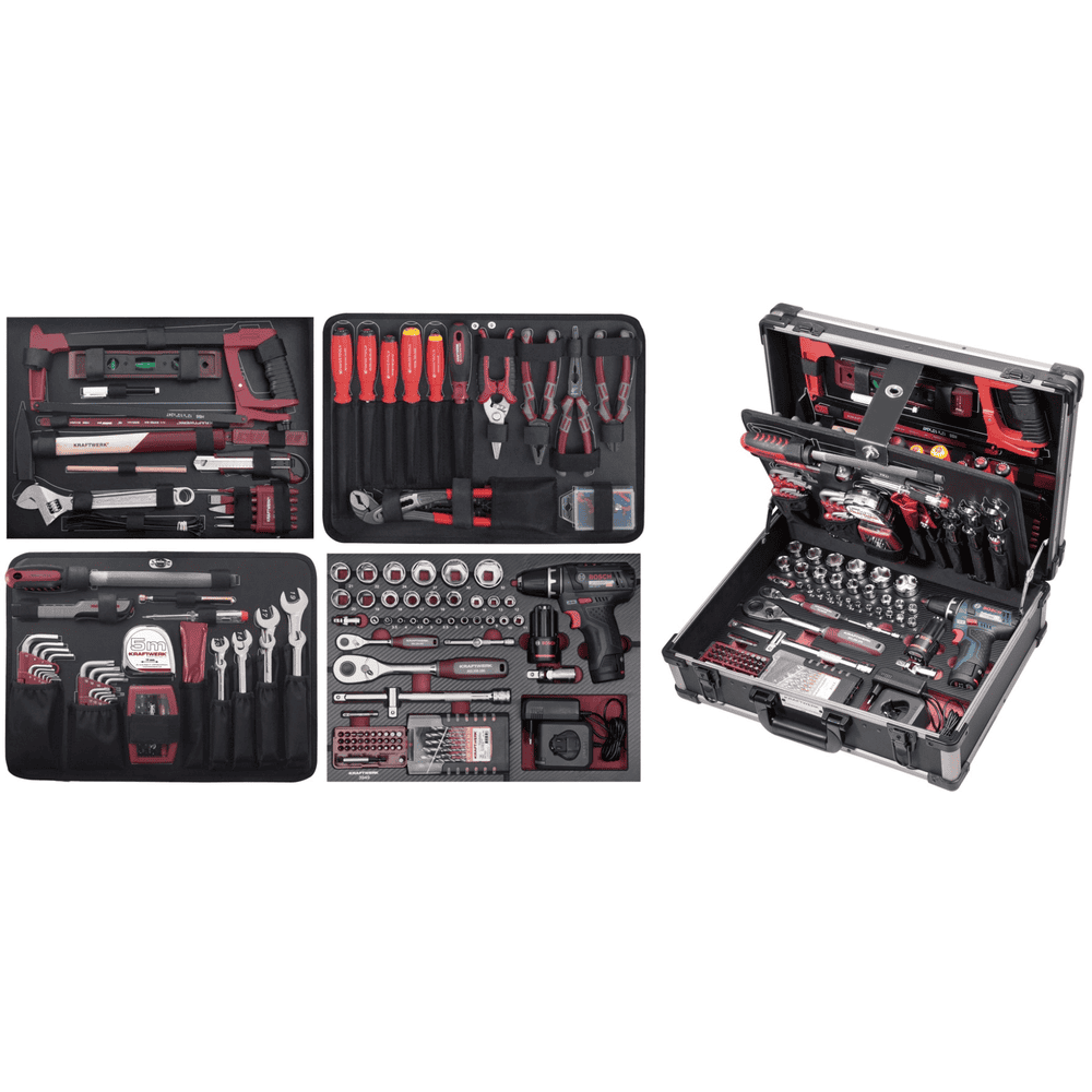 KRAFTWERK PRO LINE Profi-Alu-Werkzeugkoffer KW/Bosch, 264-teilig