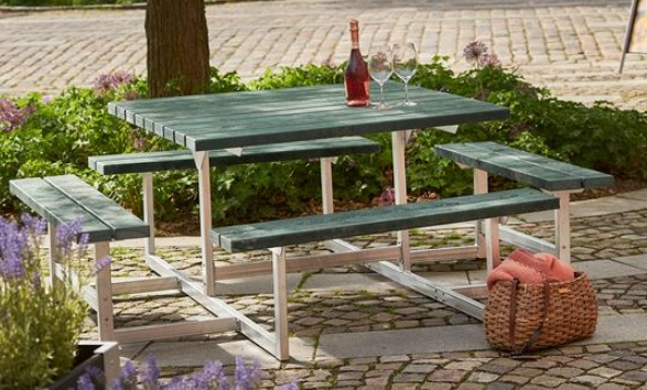 Picnic meuble de jardin combiné, ReTex, vert, 2000 x 2000 x 730 mm