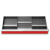 Metalleinteilung 7-teilig, R 36-16, Schubladennutzmass 900 x 400 mm, in 4 Blendenhöhen