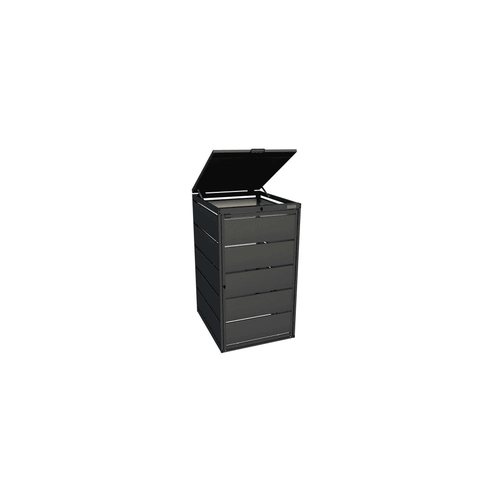 Abri pour poubelles de 240 litres, en acier galvanisé, RAL 7016, disponible en plusieurs modèles