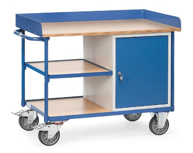 Fetra Servante d'atelier, avec rebord, 1 armoire et 3 plateaux, 1220 x 650 x 930 mm