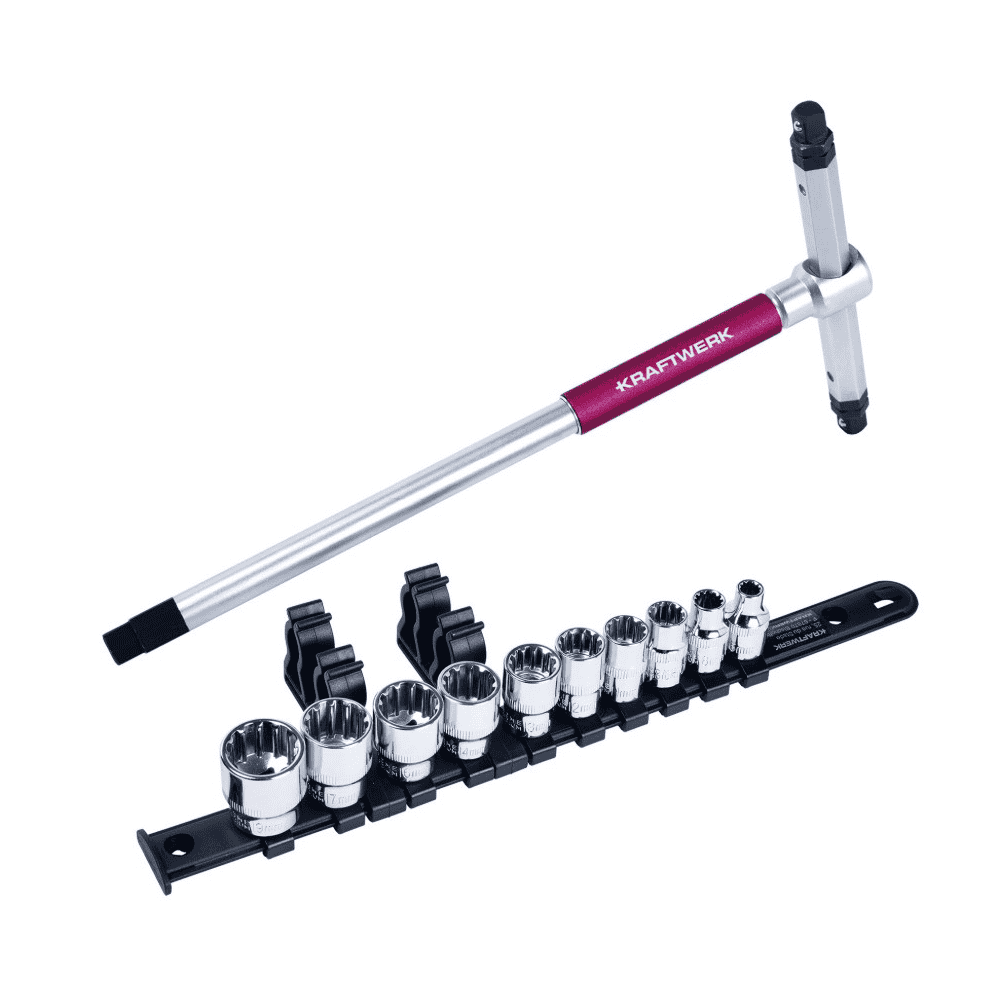 KRAFTWERK PRO LINE COMBI-Steckschlüsselsatz 3/8", 11-teilig, mit T-Schlüssel, Kunststoffschiene