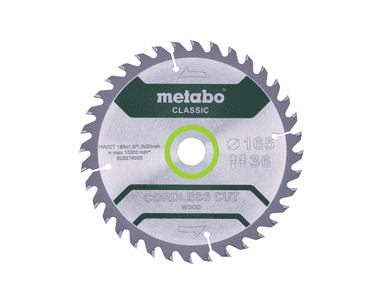 Metabo Kreissägeblatt "Curdless Cut Wood - Classic" 165 x 20 mm, Z36, WZ, 15°