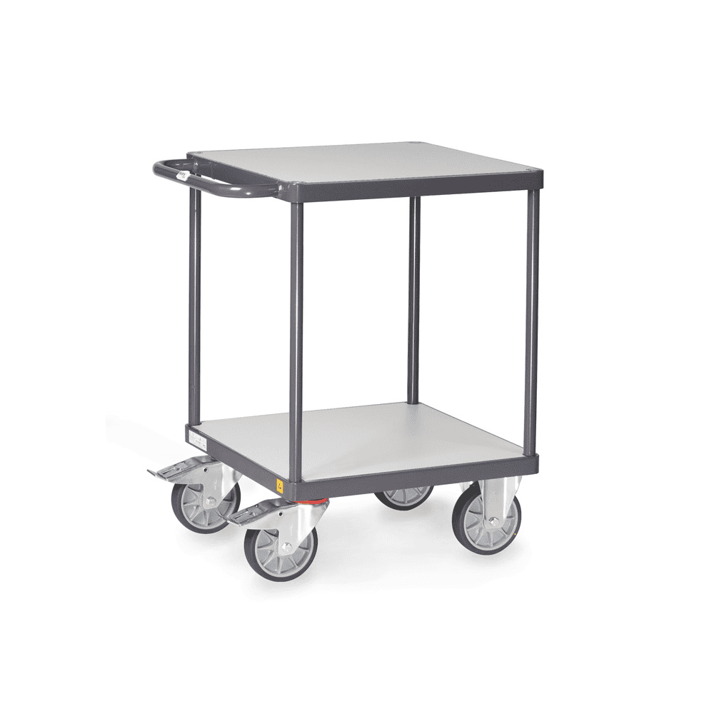 Fetra ESD-Tischwagen mit 2 Lenk- und Bockrollen, 737 x 609 x 867 mm, quadratische Ladefläche
