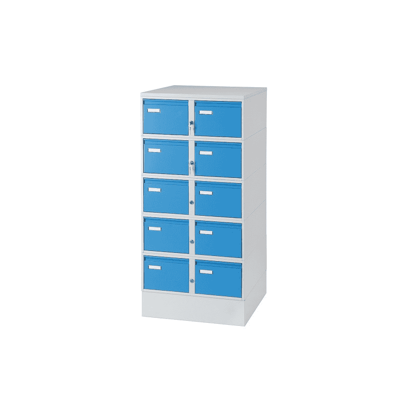 Karteischrank - abschliessbar - grau-blau, RAL 7035 / RAL 5012 für Formate DIN A5 und A6